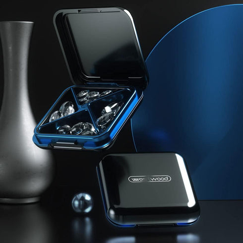 Black 4-Compartment Waterproof Pill Box Organizer, Portable BPA Free Medicine Box for Travel