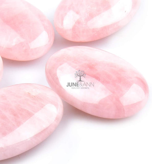 June&Ann Natural Rose Quartz Palm Stones, Healing Gemstone Therapy for Meditation