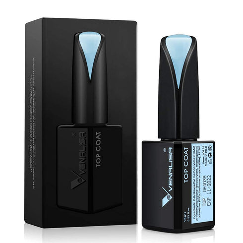 VENALISA 15ML No Wipe Tempered Top Coat - Scratch Resistant High Gloss Soak Off Gel Nail Polish