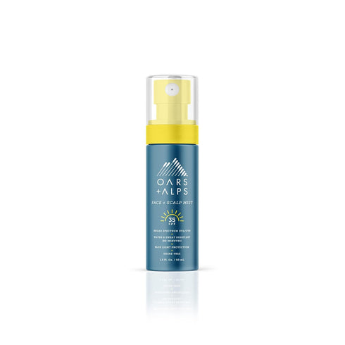 Oars + Alps Face and Scalp Mist SPF 35 Sunscreen, Water and Sweat Resistant, Protects from Blue Light, 1.5 Fl Oz