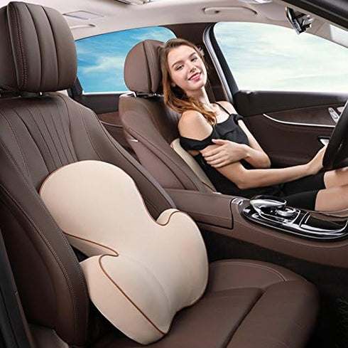 HONCENMAX Lumbar Support - Memory Foam Pillow Back Cushion - Lower Back Pain Relief - Backrest for Car Seat, Home