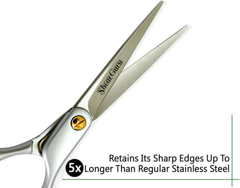 Professional Barber Scissor Hair Cutting Set by ShearGuru - 1 Straight Edge Hair Scissor, Shears (5.5)