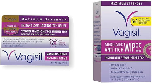Vagisil Maximum Strength Feminine Anti-Itch Cream with Benzocaine for Women & Anti-Itch Medicated