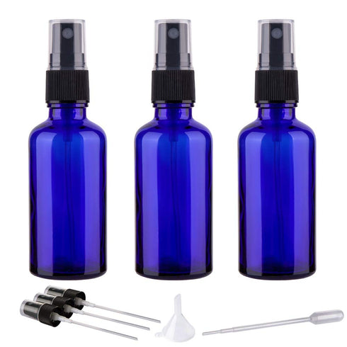 Hydior 2oz Small Fine Mist Spray Bottles for Essential Oils, Blue Glass Spray Bottle 3 Pack