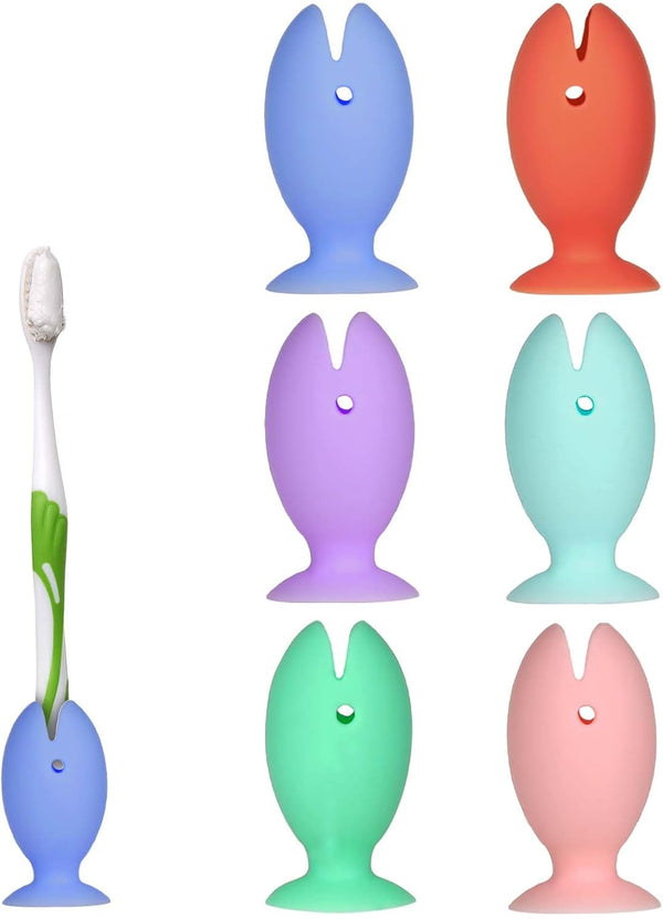 6 Pcs Silicone Fish Toothbrush Covers, Cute Standing Tooth Brush Holder, Travel Protector Cap for Household