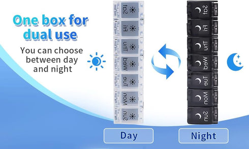 sneovvin 7 XL Large Weekly Pill Organizer, Day AM PM Pill Case with Compartment for Fish Oils, Travel-Friendly Medicine