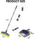 Adjustable Rubber Push Broom and Dustpan Set, Self Cleaning Indoor Outdoor Angle Brooms for Home, Long Handle for Pets