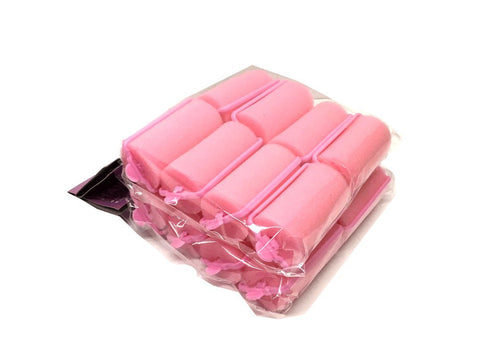 Pink Foam Sponge Hair Rollers, Large Size, 16 Pieces