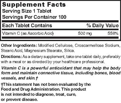 Nature's Blend Vitamin C 500 mg, 100 Tablets