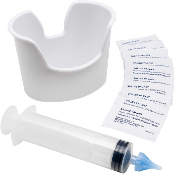 Ear and Ear Wax Cleaner for Humans, Includes 10 Saline Packs, Syringe with Tri-Stream Tip and Basin