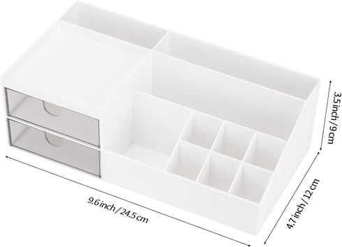 LETURE Makeup Vanity Organizer Box, Desk Organizer for Cosmetic Storage - Bathroom Counter Makeup for Eyeshadows,