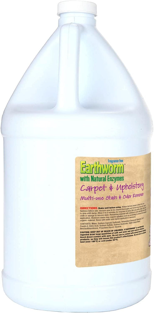Earthworm Carpet & Upholstery Cleaner Multi-Use Stain & Odor Remover - Natural Enzymes, Safer for Family, Environmentally Responsible - 64 oz