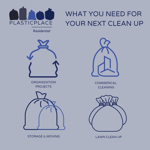 Plasticplace 13 Gallon Trash Bags, 1.2 Mil White Extra-Large Drawstring Garbage Can Liners