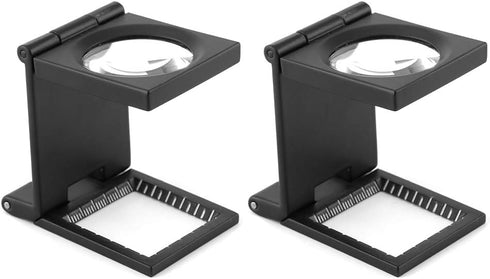 10 x 28mm Mini Three-Folding Magnifier, Portable Zinc Alloy with Scale for Textile Optical Jewelry Tool