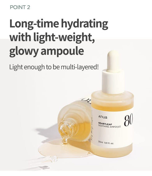 Anua Heartleaf 80 Soothing Ampoule, 30ml | Non-Greasy Skin Calm Serum for Sensitive Skin