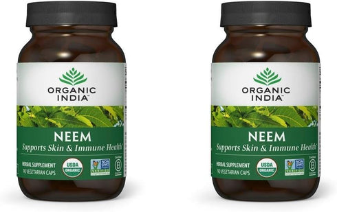 ORGANIC INDIA Neem Herbal Supplement, Supports Skin, Immune, & Liver Health, Detox, Vegan, Gluten-Free, 90 Capsules