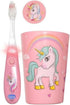 Lily's Home Kids Flashing Timer Toothbrush with Soft Bristles, Rising Cup & Cover - Fun 2-Min Light-Up