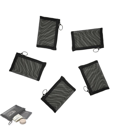 Patu Mini Zipper Mesh Bags, 3" x 4", Size XS / A8, 5 Pieces Clear Travel Kit Small Item Cosmetic Organizer