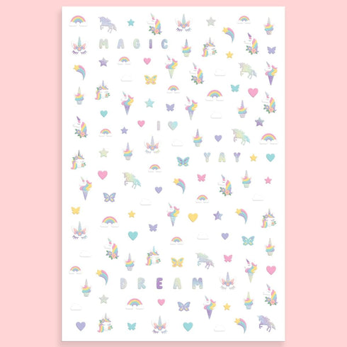 xo, Fetti Kids Unicorn Nail Stickers - 524 Decals for Birthday Girl Party Favors, DIY Home Activity, Cute Nail Transfer