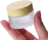3Pcs Empty Translucent Frosted Glass Cosmetic Containers, Wood Grain Cap, 30ml Jar, 20ml Dropper, 10ml Roller