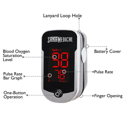 Deluxe SM-110 Finger Pulse Oximeter with Carry Case & Neck/Wrist Cord