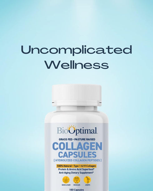 Collagen Peptides Capsules - Grass-Fed, Pasture-Raised Hydrolyzed Protein Supplement for Skin, Hair, & Nails - Non-GMO, Zero Sugar Daily Pills for Men & Women (180 Capsules)