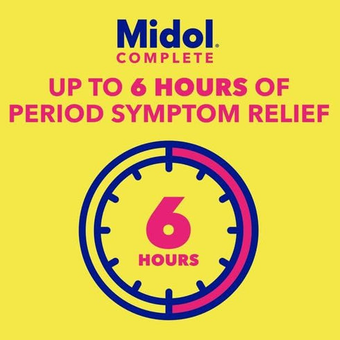 Midol Complete Menstrual Pain Relief Caplets with Acetaminophen for Period Cramps, 40 Count (Pack of 3)