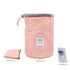 INVODA Drawstring Cosmetic Bag for Women - Portable Travel Makeup Organizer Bag (Pink)