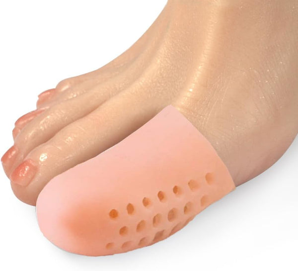 Beige Big Toe Caps 10 Pack, Breathable Gel Toe Cover Protector Sleeve for Pain Relief from Corns, Blisters for Women