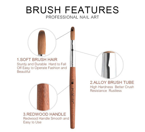 Kolinsky Sable Acrylic Nail Art Brush, Professional Red Wooden Nail Brush (12#) for Nail Design