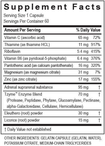 TRANSFORMATION THE GENESIS OF GOOD HEALTH Enzymes Adrenal Complex, 60 Capsules
