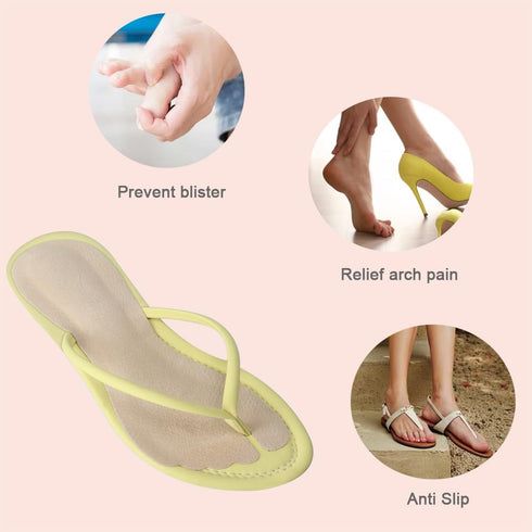 2 Pairs Pigskin Flip Flop Insoles, Anti-Slip and Pain Relief, Self Adhesive Cushion Insert for Thong Sandals, High