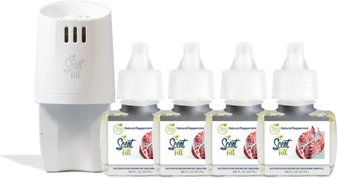 Scent Fill 100% Natural Fresh Peppermint Plug-in Starter Kit, 4 Refills & Diffuser