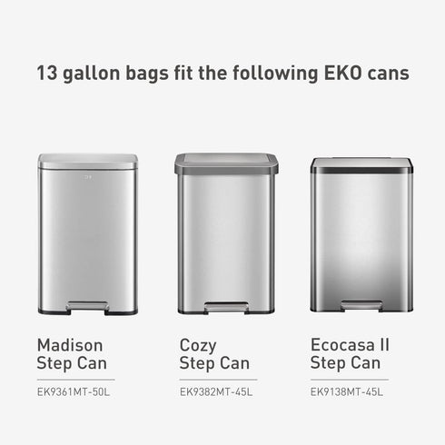 EKO Easy-Dispense Roll of 60 Count Extra-Strong Drawstring Kitchen Trash Bags, 13 Gallon Garbage Bags