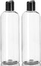 ljdeals 16 oz Clear Plastic Bottles with Black Disc Top Caps, Squeezable Refillable Containers, Pack of 2, BPA Free
