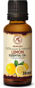 Lemon Essential Oil 1.0 Fl Oz (30ml) - 100% Pure & Natural Aromatherapy for Relaxation & Nails Care