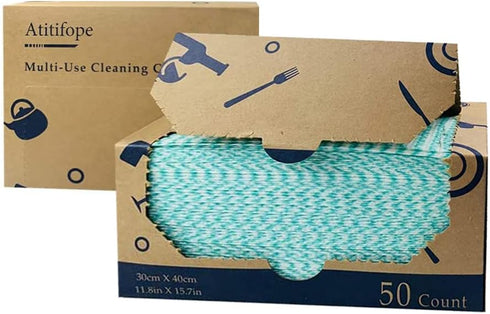 Heavy Duty Reusable Cleaning Cloths, 100 Count Food Service Wipes, Multi-use Towels (2 Boxes)