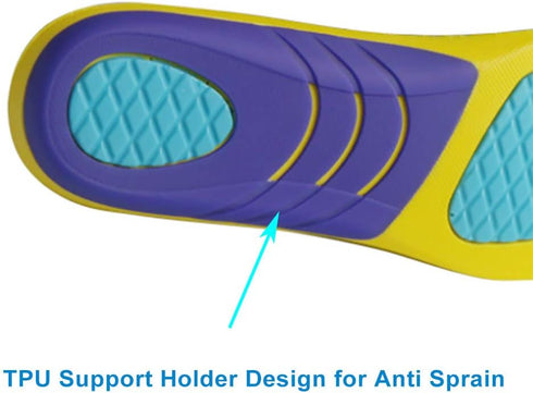 VSUDO Arch Support Sports Shoe Insoles, Shock Absorption Inserts for Men or Women, High Elastic Running Insoles, L