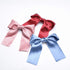 Set of 8 Big Satin Solid Ribbon French Barrette - Large Soft Silky Hair Bow Clip for Women