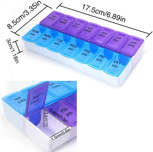 UXCONGOID 2 7 Large Pill Organizer Times a Day, Weekly Pill Organizer Daily Pill Box Day Medicine Organizer Box, AM PM