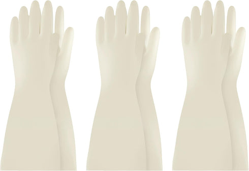 BOOMJOY Nitrile Cleaning Gloves, Long Cuff Heavy Duty Reusable Medium Gloves for Kitchen, Bathroom, Gardening, White, 3