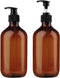 Yebeauty Empty Pump Bottle Dispenser, 17oz/500ml Brown Lotion Soap Shampoo Pump Bottles, Pack of 2