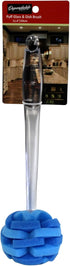 Soft Touch Kitchen Glassware Multi-Purpose Sponge Puff Dish Brush 11.5" with Clear and Comfortable Ergonomic Handle (1) by Dependable Industries inc. Essentials