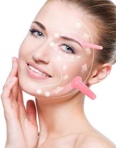 Sndperiexam 4Pcs Set Blue Silicone Massage Cupping with a Bag Mini Facial Cups Face Massager Helper Skin Care Neck Back