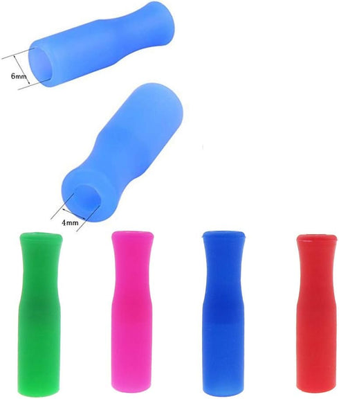 Colorful 12" Stainless Steel Straws, 4pcs Ultra Long Reusable Rainbow Drinking Straws with Silicone Tips & Brush