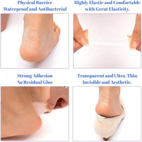 zofanvo 120pcs 1.72.6in Self Adhesive Invisible Heel Anti-Wear Sticker,Waterproof Anti Wear Foot Care Heel Protection