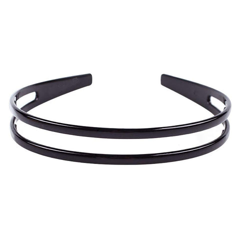 Set of 2 Women Hard Plastic Headband Hair Hoop, Black and Brown High-grade Hairband (Style F#)