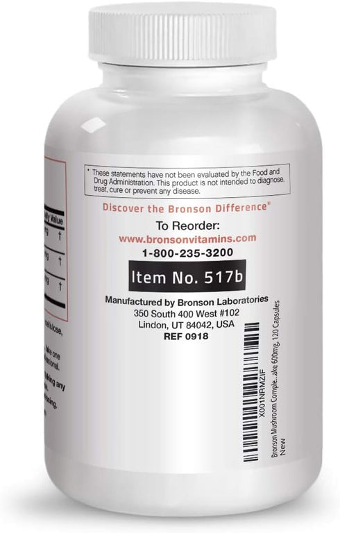 Triple Mushroom Complex - Maitake, Reishi, Shiitake - Full Spectrum Antioxidant & Immune Booster, 600 mg, 120 Count