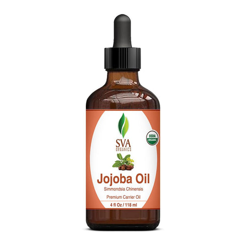SVA Jojoba Seed Oil Organic - 4 Fl Oz – 100% Natural Cold Pressed for Face, Skin Care, Hair Care, Body Massage
