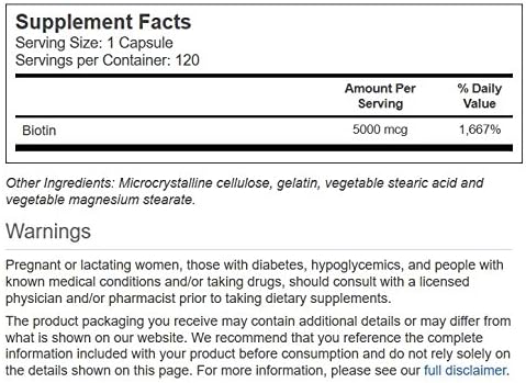 Vitacost Biotin - 5000 mcg - 120 Capsules